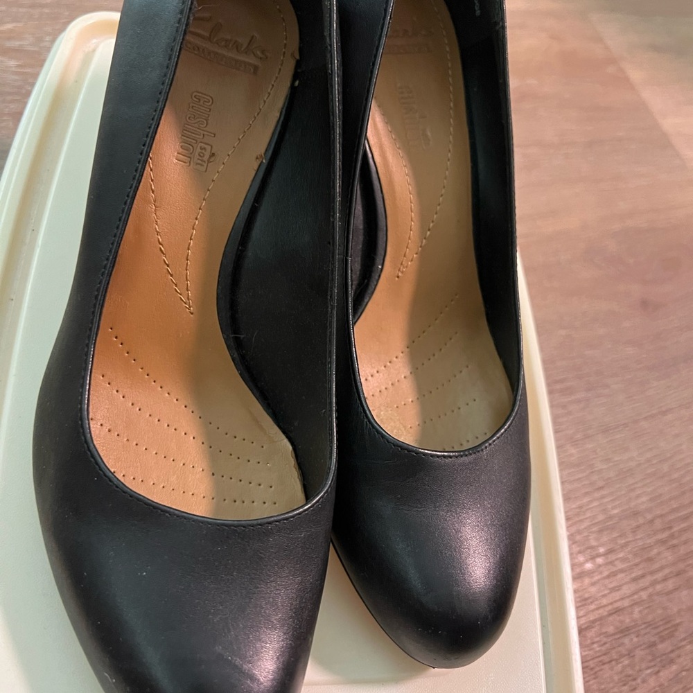 Clarks Black Leather Heels Timeless Design